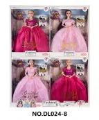 11.5-inch real body movable joint fashion dress Barbie doll, with bracelet, earrings, handbag, necklace, set of 4