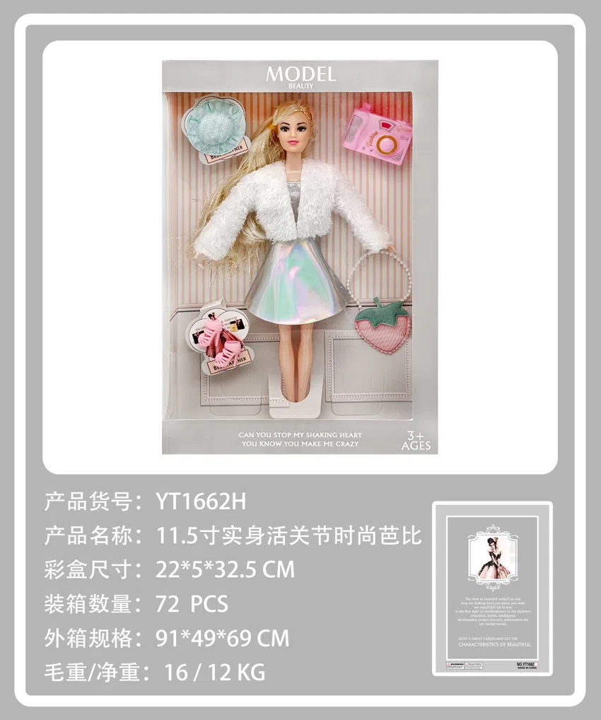 11.5-inch real body articulated Model fashion Barbie doll with accessories hat, camera, shoes, bag