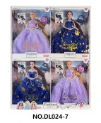 11.5-inch real body movable joint fashion dress Barbie doll, with bracelet, necklace, earrings, handbag, crystal shoes, set of 4