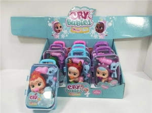 Suitcase with little horse~hair clip~baby bottle~pacifier~4.5-inch crying doll that can shed tears (9PCS whole box price)