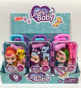 Suitcase with little horse~hair clip~baby bottle~pacifier~4.5-inch crying doll that can shed tears, 9 pieces per display box (whole box price)