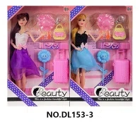 11.5 inch solid movable joint fashion long hair Barbie doll with necklace, handbag, hat, shoes, suitcase, sunflower