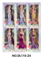 11.5-inch fully articulated fashion long-haired mermaid cheongsam Barbie doll with bracelet, set of 6