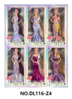 11.5-inch fully articulated fashion long-haired mermaid cheongsam Barbie doll with bracelet, set of 6