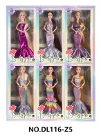 11.5-inch fully articulated fashion long-haired mermaid cheongsam Barbie doll with bracelet, set of 6