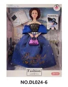 11.5-inch real body movable joint fashion dress Barbie doll, with bracelet, necklace, earrings, handbag, crystal shoes