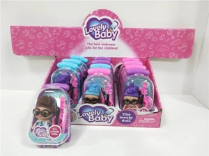 Suitcase with 2.5 inch doll ~ comb mirror ~ violin ~ glasses 12 pieces in one display box (whole box price)