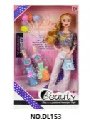 11.5-inch solid movable joint fashion Barbie doll with handbag, balloon and perfume earring set