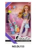 11.5-inch solid movable joint fashion Barbie doll with handbag, balloon and perfume earring set