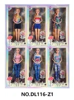 11.5-inch fully articulated fashion long-haired outfit Barbie doll, set of 6