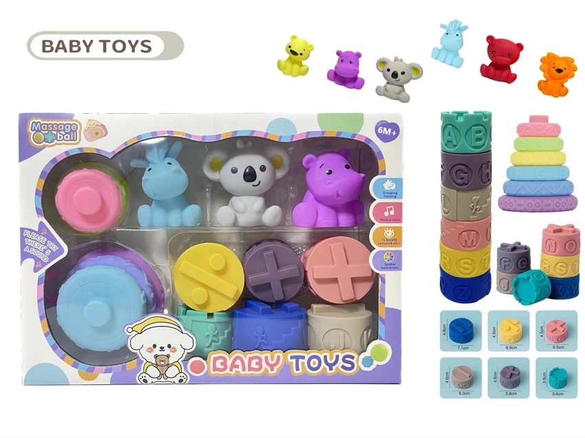 Rubber Building Block Stack Rainbow Ring. Soft Rubber Ball. Baby Touch Ball. Water Play Ball. Squeeze Ball. Hand Grip Ball. Bathroom Toy. Spray Toy.