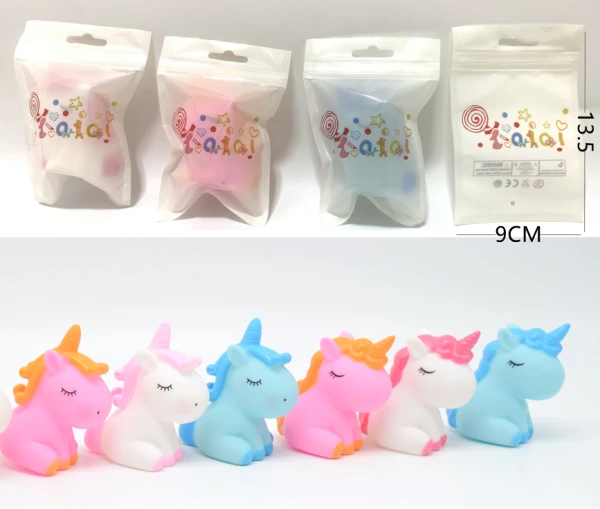 Blind bag, colorful unicorn animal figurines, 2 designs, 3 colors mixed