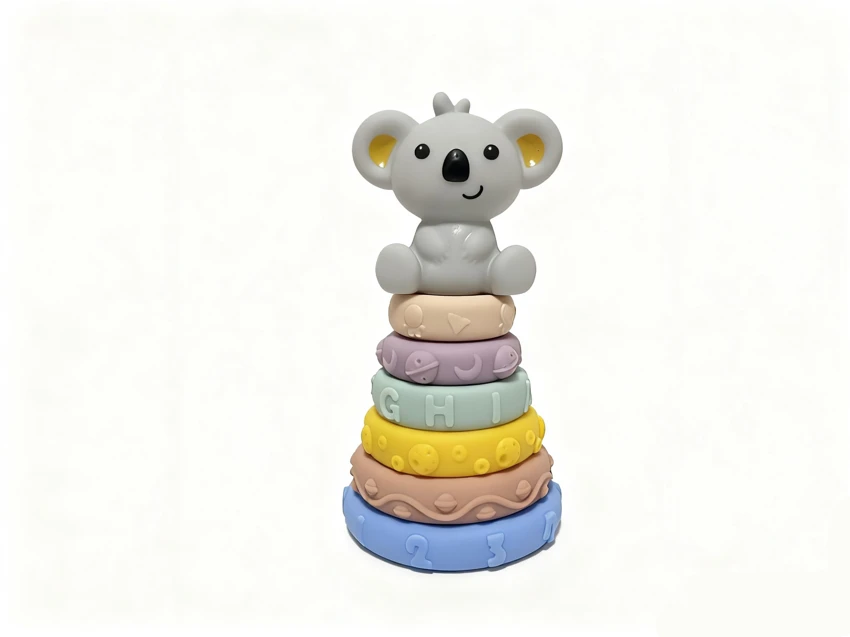 Enamel soft gel Jenga toy can gnaw on building blocks Educational early education toy 6 layers plus animal outfit Enamel animal Jenga stacked circle enamel toy