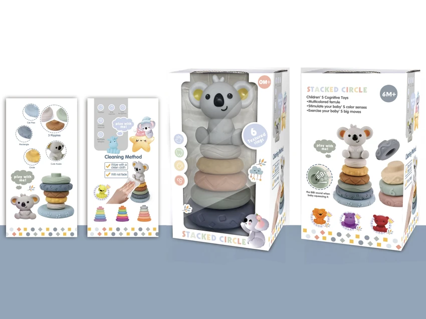 Soft rubber stacking toy Rainbow Rings. Bath toy. Educational early learning. Multidimensional perception. Color difference recognition.