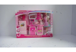 Detachable Cabinet Barbie Refrigerator Pink with Lights and Music