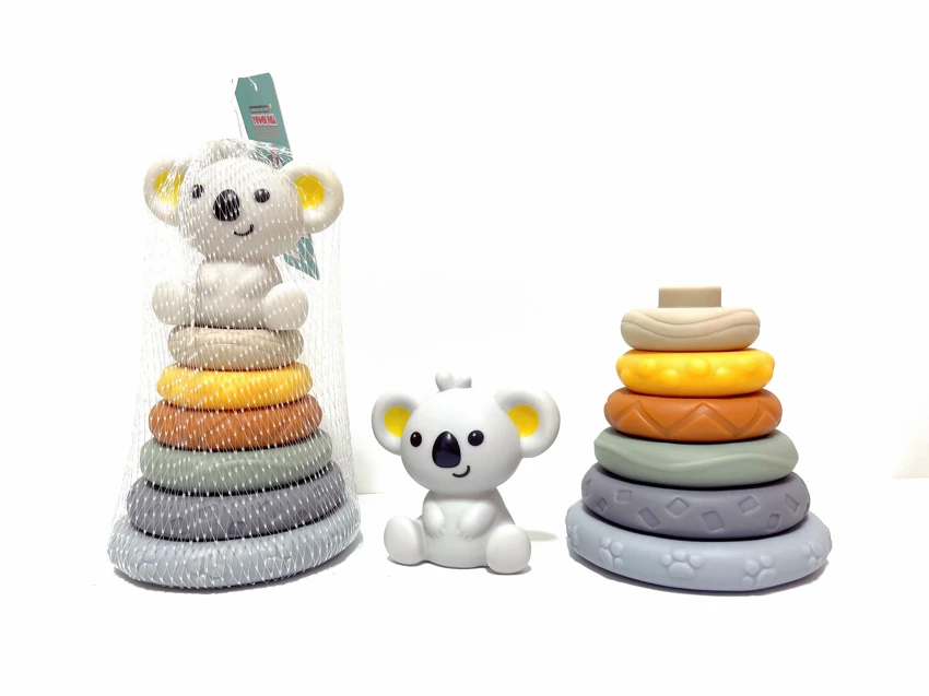 Soft Rubber Stacking Toy Rainbow Rings Bathroom Toy Educational Early Learning Multi-dimensional Perception Color Difference Recognition