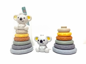 Soft Rubber Stacking Toy Rainbow Rings Bathroom Toy Educational Early Learning Multi-dimensional Perception Color Difference Recognition