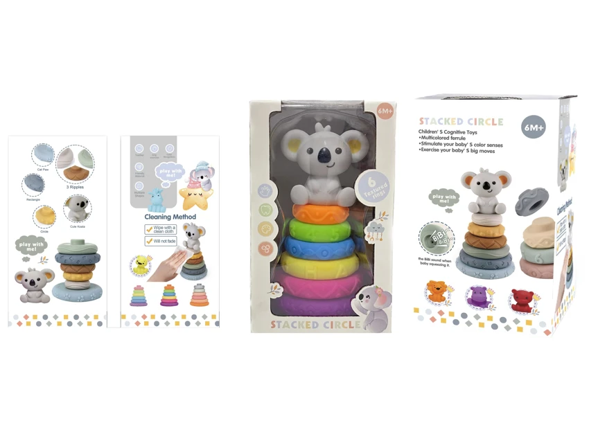 Soft rubber stacking toy Rainbow Rings. Bath toy. Educational early learning. Multidimensional perception. Color difference recognition.