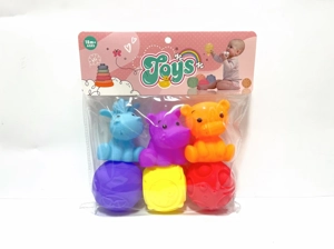 Soft rubber squeeze ball, sensory ball with 3 cute animal figurines