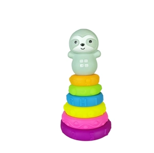 Enamel soft gel Jenga toy can gnaw on building blocks Educational early education toy 6 layers plus animal outfit Enamel animal Jenga stacked circle enamel toy