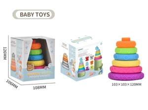 Soft Rubber Stacking Toy Rainbow Rings Bathroom Toy Educational Early Learning Multi-dimensional Perception Color Difference Recognition