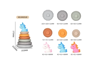 Soft Rubber Stacking Toy Rainbow Rings Bathroom Toy Educational Early Learning Multi-dimensional Perception Color Difference Recognition