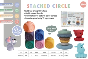 Soft Rubber Rainbow Ring Stacking Toys, Bathroom Toys, Educational Early Learning