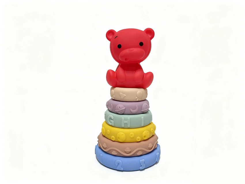 Soft Rubber Stacking Toys, Chewable Building Blocks, Educational Early Learning Toys, 6 Layers with Animal Set, Soft Rubber Animal Stacking Rings, Soft Rubber Toys