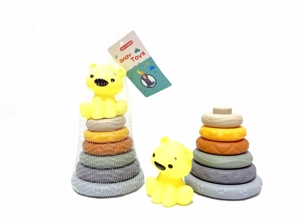 Soft Rubber Stacking Toy Rainbow Rings Bathroom Toy Educational Early Learning Multi-dimensional Perception Color Difference Recognition