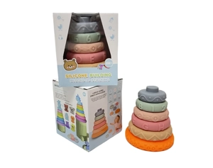 Soft Rubber Stacking Toy Rainbow Rings Bathroom Toy Educational Early Learning Multi-dimensional Perception Color Difference Recognition