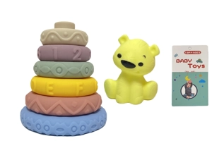 Soft Rubber Stacking Toy Rainbow Rings Bathroom Toy Educational Early Learning Multi-dimensional Perception Color Difference Recognition