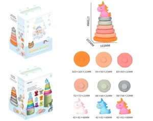 Soft Rubber Stacking Toy Rainbow Rings Bathroom Toy Educational Early Learning Multi-dimensional Perception Color Difference Recognition