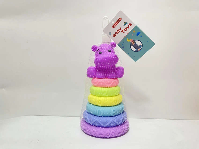 Soft Rubber Stacking Toy Rainbow Rings Bathroom Toy Educational Early Learning Multi-dimensional Perception Color Difference Recognition