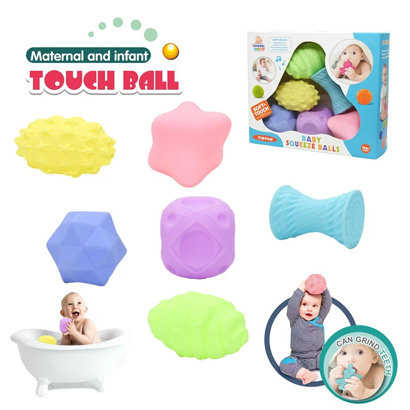 Enameled soft rubber balls. Mother and baby touch ball. Water polo. Pinch the ball. Hand grab the ball. Bathroom toys. Water spray toys. Macaron color