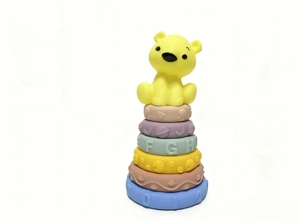 Enamel soft gel Jenga toy can gnaw on building blocks Educational early education toy 6 layers plus animal outfit Enamel animal Jenga stacked circle enamel toy