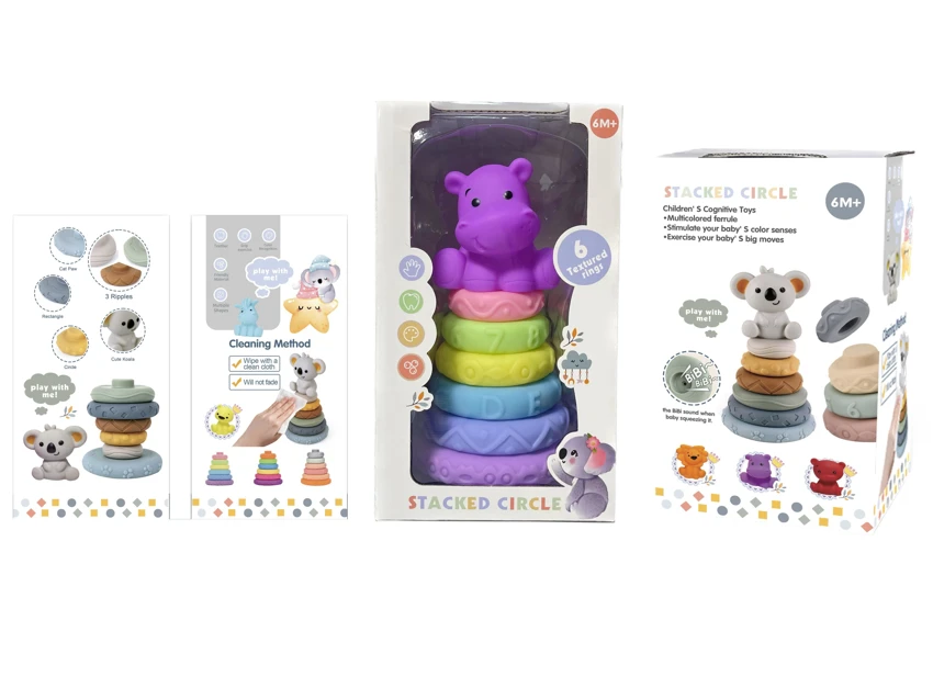 Soft rubber stacking toy Rainbow Rings. Bath toy. Educational early learning. Multidimensional perception. Color difference recognition.