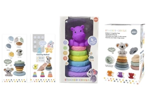 Soft rubber stacking toy Rainbow Rings. Bath toy. Educational early learning. Multidimensional perception. Color difference recognition.