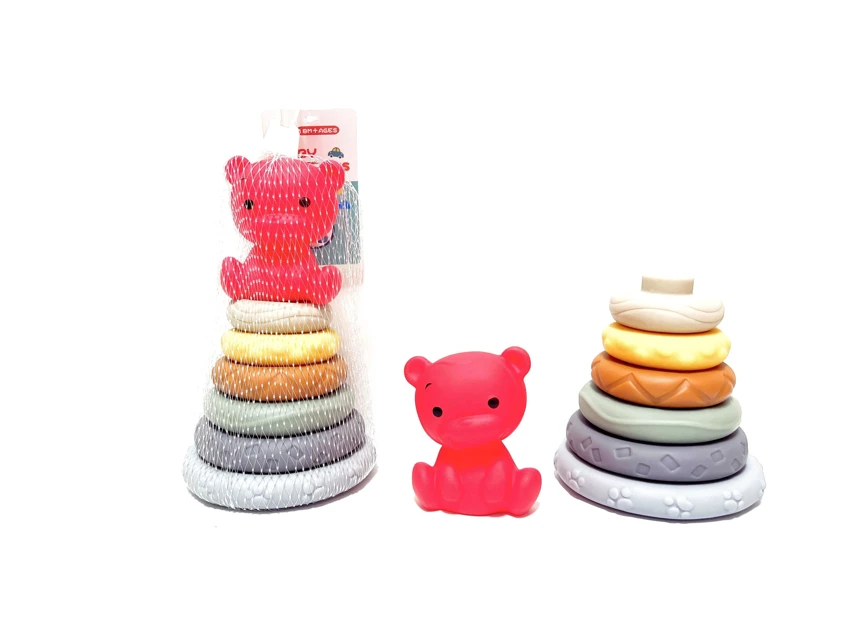 Soft Rubber Stacking Toy Rainbow Rings Bathroom Toy Educational Early Learning Multi-dimensional Perception Color Difference Recognition