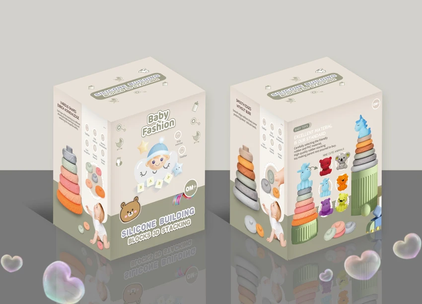 Soft Rubber Stacking Toy Rainbow Rings Bathroom Toy Educational Early Learning Multi-dimensional Perception Color Difference Recognition