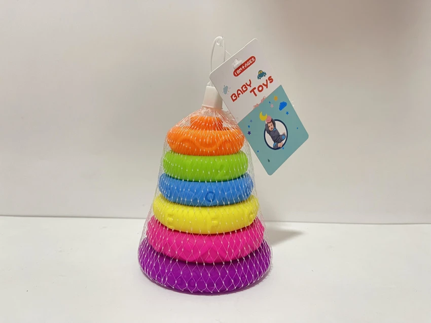 Soft Rubber Stacking Toy Rainbow Rings Bathroom Toy Educational Early Learning Multi-dimensional Perception Color Difference Recognition