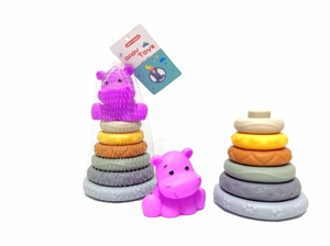 Soft Rubber Stacking Toy Rainbow Rings Bathroom Toy Educational Early Learning Multi-dimensional Perception Color Difference Recognition