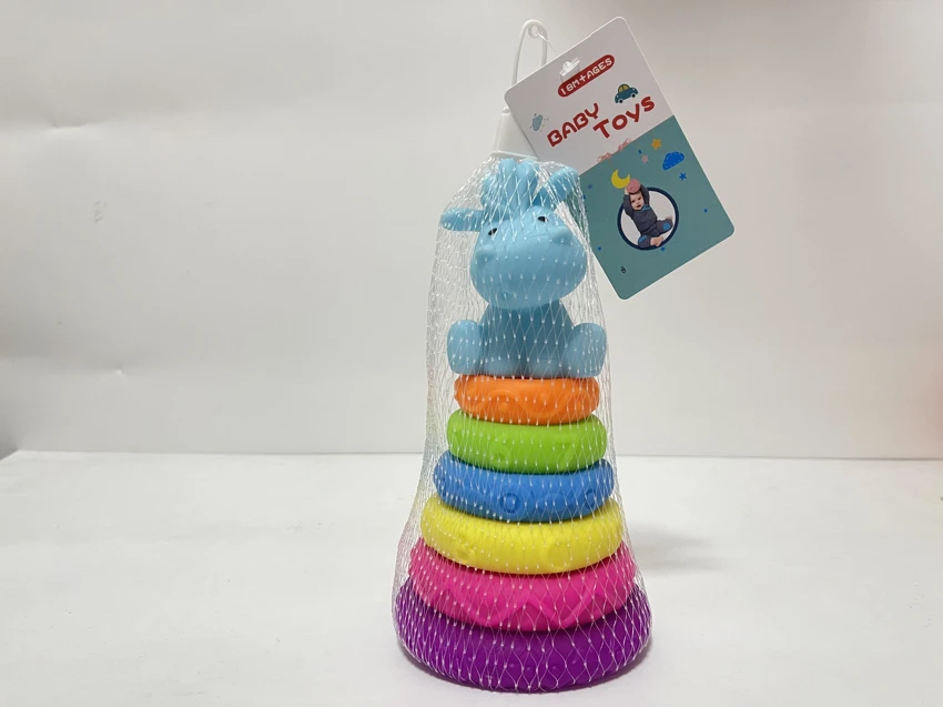 Soft Rubber Stacking Toy Rainbow Rings Bathroom Toy Educational Early Learning Multi-dimensional Perception Color Difference Recognition