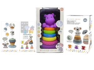 Soft rubber stacking toy Rainbow Rings. Bath toy. Educational early learning. Multidimensional perception. Color difference recognition.