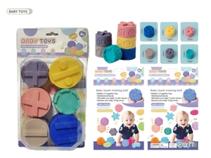 Rubber stacking blocks game. Soft balls. Baby touch balls. Water play balls. Squeeze balls. Hand-grip balls. Bath toys. Water spray toys