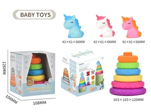 Soft Rubber Stacking Toy Rainbow Rings Bathroom Toy Educational Early Learning Multi-dimensional Perception Color Difference Recognition