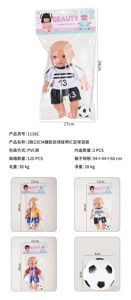 3 styles of 23CM soft rubber football doll with IC and football mixed set