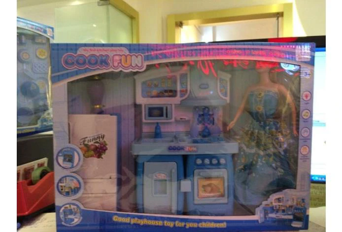 Modular Cabinet Barbie Refrigerator Blue with Lights and Music