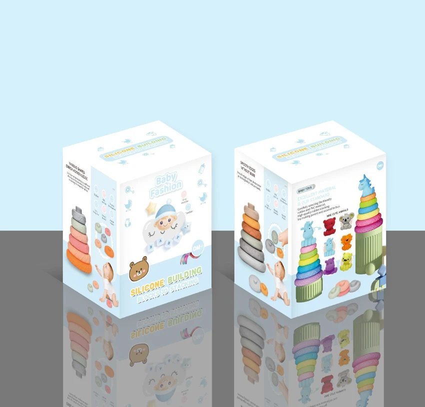 Soft Rubber Stacking Toy Rainbow Rings Bathroom Toy Educational Early Learning Multi-dimensional Perception Color Difference Recognition