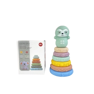 Rubber soft stacking toy, chewable building blocks, educational early learning toy, 6 pieces with animal box set, rubber animal stacking toy, stacking ring, rubber toy