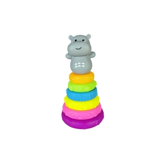 Enamel soft gel Jenga toy can gnaw on building blocks Educational early education toy 6 layers plus animal outfit Enamel animal Jenga stacked circle enamel toy